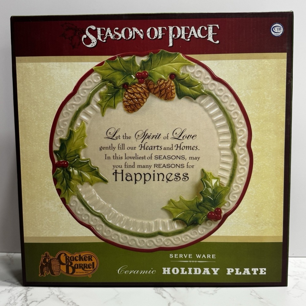 CRACKER BARREL Christmas Ceramic Serving Decorative Plate SEASON of PEACE 11"